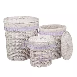 Корзина бельевая овальная высокая "Лаванда", 48L*36W*55H, белый