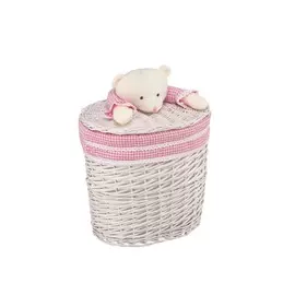 Корзина бельевая "Медвежонок розовый" M, 41x29x40H см, молочный