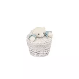Корзина бельевая "Медвежонок синий" XS, d21x16H см, молочный