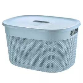 корзина для хранения 18л plast team oslo туманно-голубой с крышкой pt1333тг-10