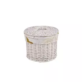 Корзина круглая бельевая "Листья" L, DIA30*25H, белый
