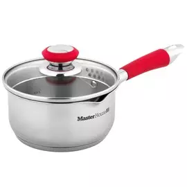 ковш 1,5л мастер хаус нерж.сталь со стеклянной крышкой d16см/н8см 60480