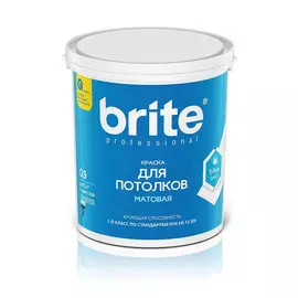 краска brite professional для потолков глубокоматовая база а, 0,9 л