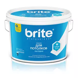 краска brite professional для потолков глубокоматовая база а, 2,7 л