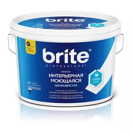 краска brite professional интерьерная моющаяся шелковистая база а, 2,7 л