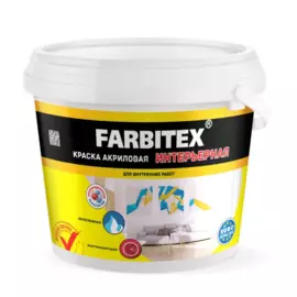 краска farbitex акриловая интерьерная белая 6кг