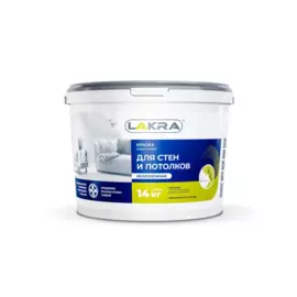 краска лакра для стен и потолков акриловая белоснежная 14кг
