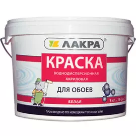 краска в/д для обоев 3,0кг белая л-с