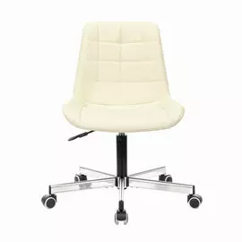 Кресло Brabix Deco MG-316, без подлокотников, пятилучие серебристое, экокожа, слоновая кость, 532081