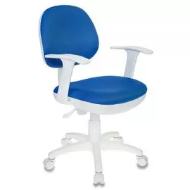 Кресло детское Бюрократ CH-W356AXSN/BLUE темно-синий V398-86 колеса белый/синий (пластик белый)