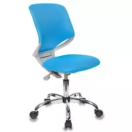 Кресло детское Бюрократ KD-7/TW-55 голубой TW-55 крестовина хром колеса серый (пластик серый)