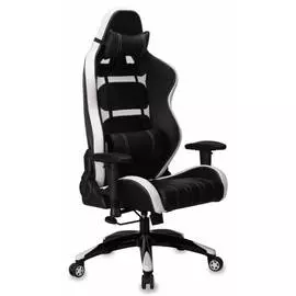 Кресло игровое Бюрократ CH-772/BLACK+WH две подушки белый/черный искусственная кожа (пластик черный/белый)