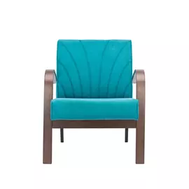 кресло классическое комфорт шелл 73х62см орех, ткань голубой