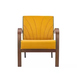 кресло классическое комфорт шелл 73х62см орех, ткань желтый