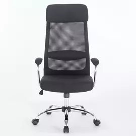 Кресло офисное Brabix flight ex-540, хром, ткань, сетка, черное, 531847