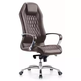 Кресло руководителя Бюрократ _AURA/BROWN коричневый кожа крестовина алюминий
