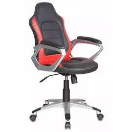 Кресло руководителя Бюрократ CH-825S/Black+Rd вставки красный сиденье черный искусственная кожа (пластик серебро)