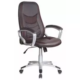 Кресло руководителя Бюрократ T-9910/BROWN коричневый искусственная кожа (пластик серебро)