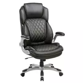 Кресло руководителя Бюрократ T-9915A/BLACK черный рец.кожа/кожзам (пластик серебро)