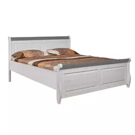Кровать -М 160 без ящика (1,6*1,125*2,22) белый воск/серый