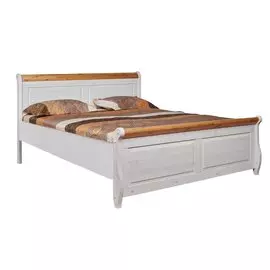 Кровать -М 160 без ящика белый воск/антик