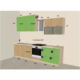 Кухня Гринвуд АРПА 0660 Lucida,АРПА 4367 ERRE/венге светлый/оникс серый /2,85*0,6*2,0/