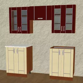 Кухня МДФ 1,8 /бордо глянец ,ваниль /орех /лукка (с600-2 шт, 600ш-2 шт., ш над воздух. 600мм)