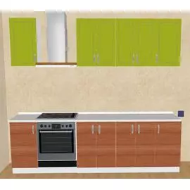 Кухня МДФ 2,6 олива глянец, зебрано/белый/антарес /2,6*0,6*2,0/