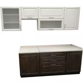 Кухня МДФ белый глянец/акация темная/белый/венге (3229я)