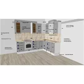 Кухня МДФ Гляссе техно патина/белый/оникс серый /2,95*2,2/