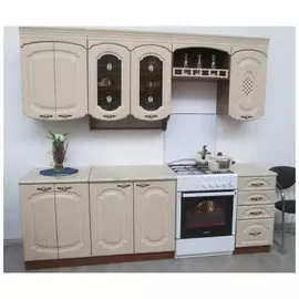 Кухня МДФ Надежда беленый дуб/орех/оникс серый (202тс)