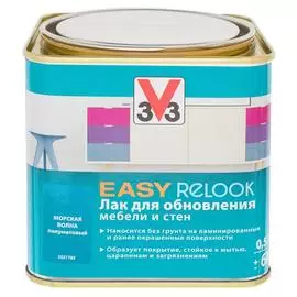 лак для мебели easy relook v33 полуматовая морская волна 0.5л.