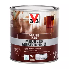 лак для мебели v33 глянцевый красное дерево 0.5л.