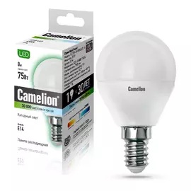 лампа светодиодная camelion e14 led8-g45/845 8вт 4500k