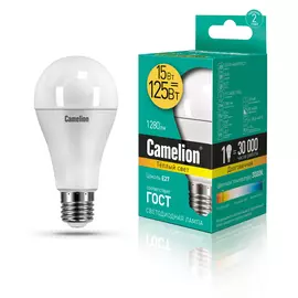 лампа светодиодная camelion e27 led15-a60/830 15вт 3000k
