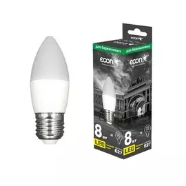 лампа светодиодная econ led b35 e27 8вт 3000k es