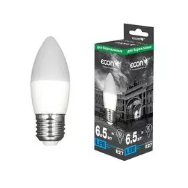 лампа светодиодная econ led cn 6,5вт e27 4200k b35 es
