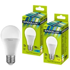 лампа светодиодная ergolux 12151 е27 12вт груша 220вт 4500к