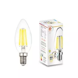 лампа светодиодная filament led c37-f 6w e14 3000k (60w)