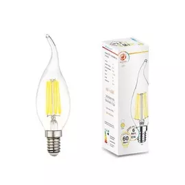 лампа светодиодная filament led c37l-f 6w e14 3000k (60w)