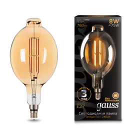 лампа светодиодная gauss 151802008 е27 груша 8вт 2400к