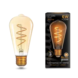 лампа светодиодная gauss 157802006 е27 груша 6вт 2400к