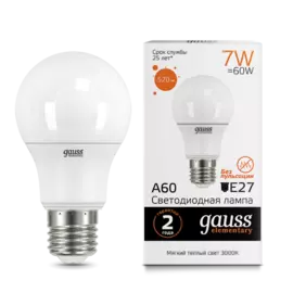 лампа светодиодная gauss 23217a е27 груша 7вт 2700к