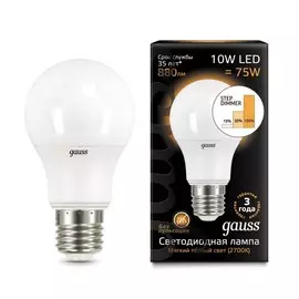 лампа светодиодная gauss led a60 10w e27 2700k step dimmable 1/10/50
