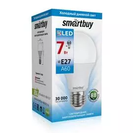 лампа светодиодная smartbuy led sbl-a60-07-60k-e27 е27 груша 7вт6000к