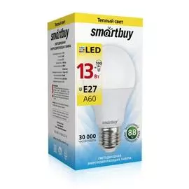 лампа светодиодная smartbuy led sbl-a60-13-30k-e27-a е27 груша 13вт 3000к