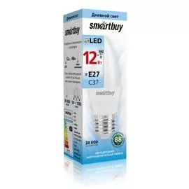 лампа светодиодная smartbuy led sbl-c37-12-40k-e27 е27 свеча 12вт 4000к