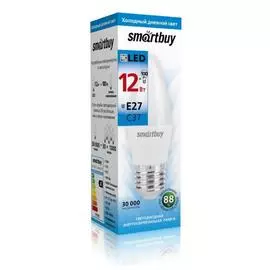 лампа светодиодная smartbuy led sbl-c37-12-60k-e27 е27 свеча 12вт 6000к