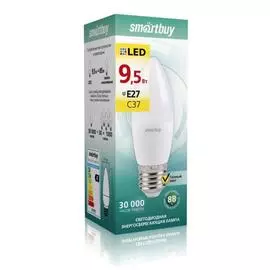 лампа светодиодная smartbuy led sbl-c37-9_5-30k-e27 е27 свеча 9.5вт 3000к