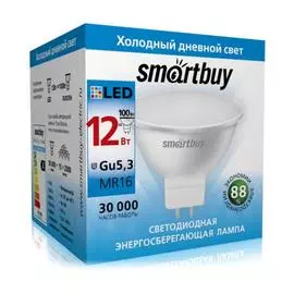 лампа светодиодная smartbuy led sbl-gu5_3-12-60k gu5.3 дисковая 12вт 6000к